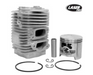 Motorcycle engine components including a cylinder and piston with 'Laser Pro' branding on a white background.