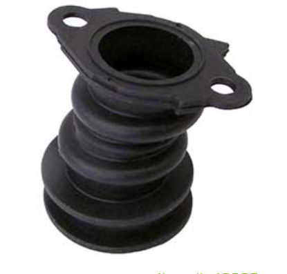 Black rubber manifold on a white background