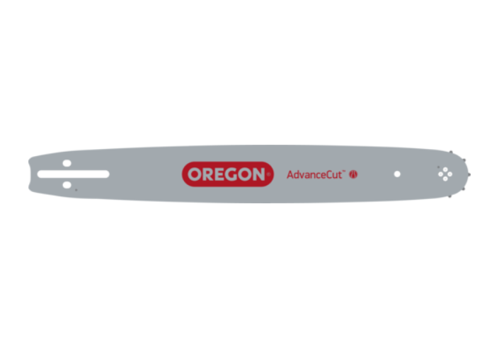 Oregon AdvanceCut chainsaw bar on a white background